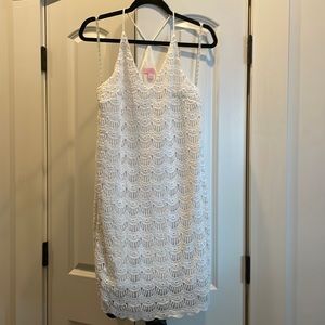 Lilly Pulitzer white scalloped mini dress- like new!
